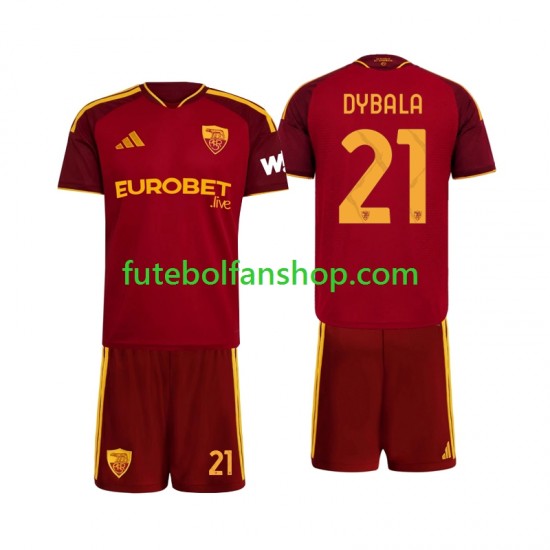 Camisola Principal AS Roma Paulo Dybala 21 Época 2026/2027 Manga Curta ,Criança