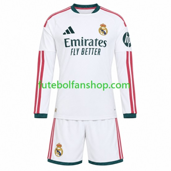 Camisola Principal Real Madrid Época 2026/2027 Manga Comprida ,Criança