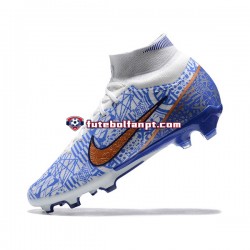 Ouro Azul Branco Nike Air Zoom Mercurial Superfly IX Elite FG Chuteiras de futebol