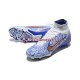 Ouro Azul Branco Nike Air Zoom Mercurial Superfly IX Elite FG Chuteiras de futebol