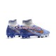 Ouro Azul Branco Nike Air Zoom Mercurial Superfly IX Elite FG Chuteiras de futebol