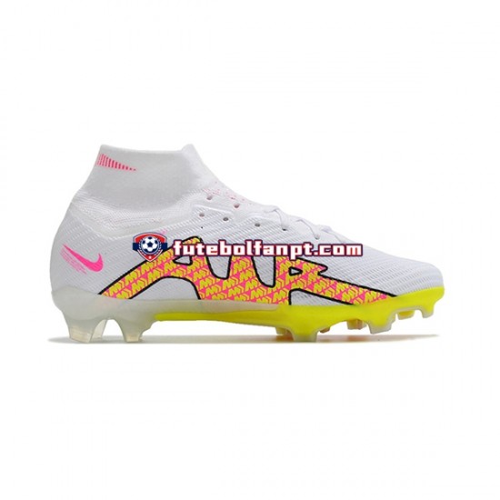 Rosa Amarelo Branco Nike Air Zoom Mercurial Superfly IX Elite FG Chuteiras de futebol