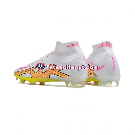 Rosa Amarelo Branco Nike Air Zoom Mercurial Superfly IX Elite FG Chuteiras de futebol