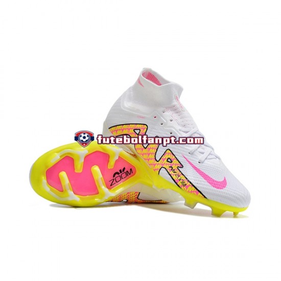 Rosa Amarelo Branco Nike Air Zoom Mercurial Superfly IX Elite FG Chuteiras de futebol