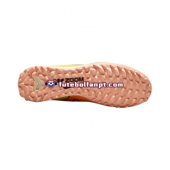 Rosa Amarelo Nike Air Zoom Mercurial Vapor XV Academy TF Lucent Chuteiras de futebol