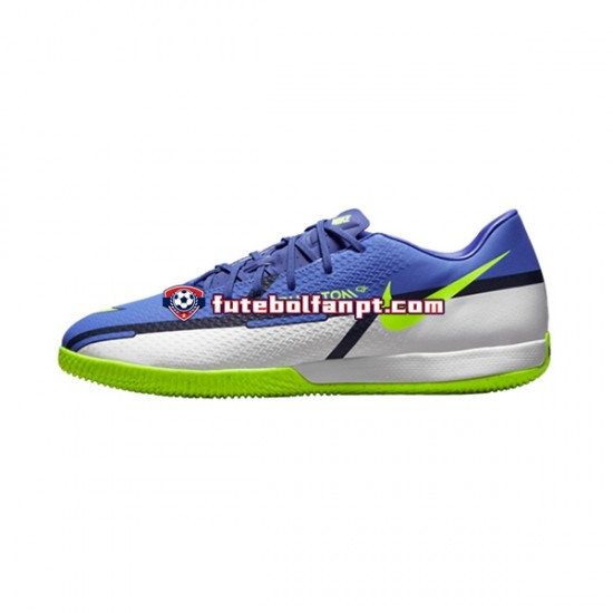 Cinza Azul Amarelo Nike Phantom GT2 Recharge Academy IC Halle Chuteiras de futebol