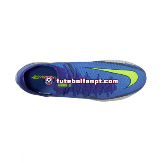 Cinza Azul Amarelo Nike Phantom GT2 Recharge Elite FG Chuteiras de futebol