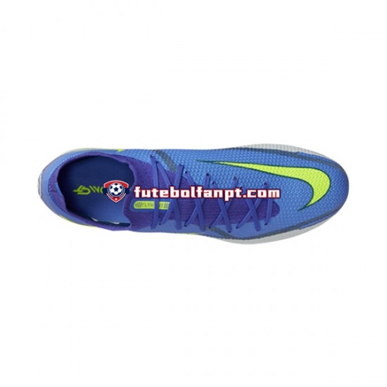 Cinza Azul Amarelo Nike Phantom GT2 Recharge Elite SG Pro AC Chuteiras de futebol
