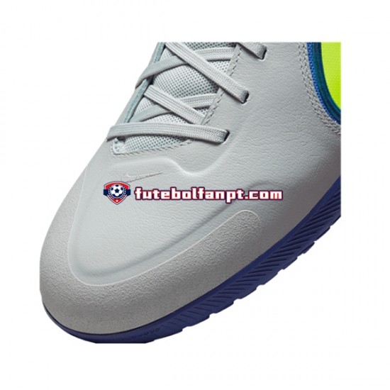 Cinza Azul Amarelo Nike React Tiempo Legend IX Recharge Pro IC Halle Chuteiras de futebol