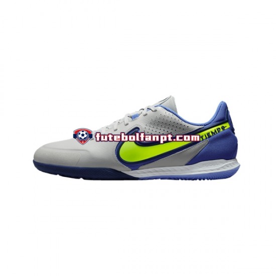Cinza Azul Amarelo Nike React Tiempo Legend IX Recharge Pro IC Halle Chuteiras de futebol