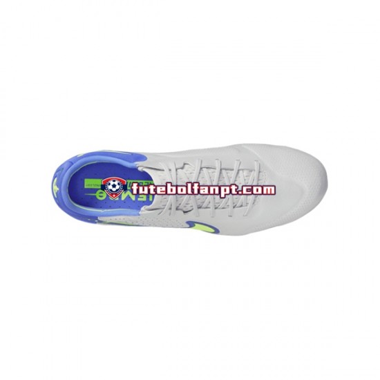 Cinza Azul Amarelo Branco Nike Tiempo Legend IX Recharge Elite FG Chuteiras de futebol