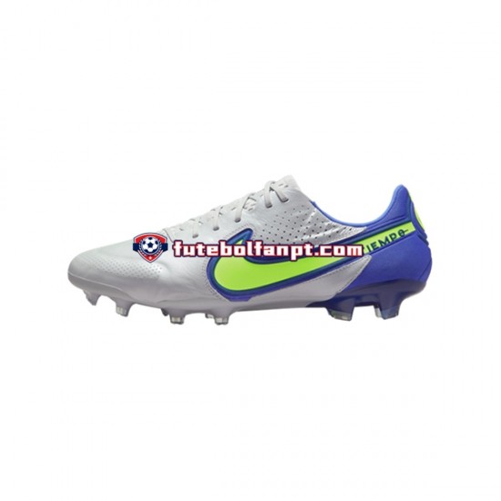 Cinza Azul Amarelo Branco Nike Tiempo Legend IX Recharge Elite FG Chuteiras de futebol