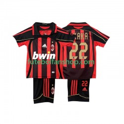 Camisola Principal AC Milan KAKA 22 Retro 2006-2007 Manga Curta ,Criança
