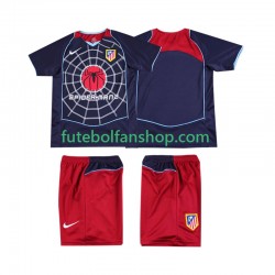 Camisola Alternativo Atlético Madrid Retro 2004 2005 Manga Curta ,Criança