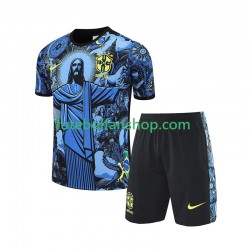 Principal Seleção Brasileira Azul JESUS Football Shirts Época 2024/2025 Manga Curta ,Criança