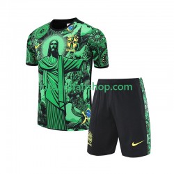Principal Seleção Brasileira Verde JESUS Football Shirts Época 2024/2025 Manga Curta ,Criança