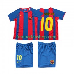Camisola Principal FC Barcelona RONALDINHO 10 Retro 2004 Manga Curta ,Criança