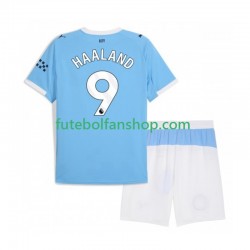 Camisola Principal Manchester City Erling Haaland 9 Época 2025/2026 Manga Curta ,Criança