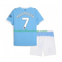 Camisola Principal Manchester City Omar Marmoush 7 Época 2025/2026 Manga Curta ,Criança