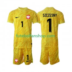 Camisola Principal Guarda-redes Selecção Polaca Szczesny 1 2024 Manga Curta ,Criança