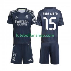 Camisola Alternativo Real Madrid Arda Guler 15 Época 2025/2026 Manga Curta ,Criança