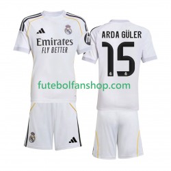 Camisola Principal Real Madrid Arda Guler 15 Época 2025/2026 Manga Curta ,Criança