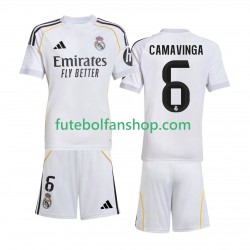 Camisola Principal Real Madrid Camavinga 6 Época 2025/2026 Manga Curta ,Criança