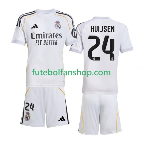Camisola Principal Real Madrid Huijsen 24 Época 2025/2026 Manga Curta ,Criança Camisola Principal Real Madrid Huijsen 24 Época 2025/2026 Manga Curta ,Criança