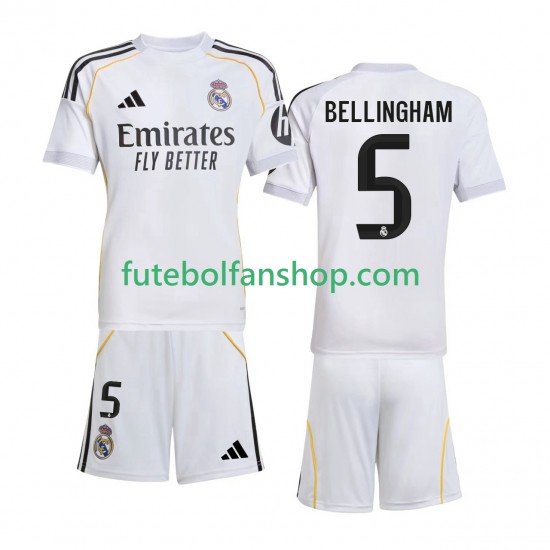 Camisola Principal Real Madrid Jude Bellingham 5 Época 2025/2026 Manga Curta ,Criança Camisola Principal Real Madrid Jude Bellingham 5 Época 2025/2026 Manga Curta ,Criança