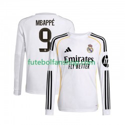 Camisola Principal Real Madrid Kylian Mbappe 9 Época 2025/2026 Manga Comprida ,Homem