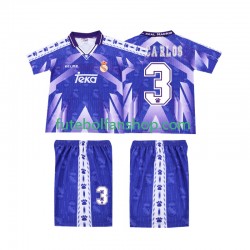 Camisola Alternativo Real Madrid R CARLOS 3 Retro 1996-1997 Manga Curta ,Criança