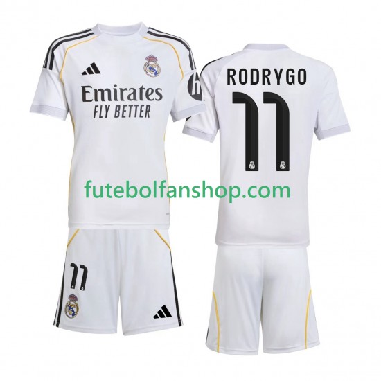 Camisola Principal Real Madrid Rodrygo 11 Época 2025/2026 Manga Curta ,Criança Camisola Principal Real Madrid Rodrygo 11 Época 2025/2026 Manga Curta ,Criança