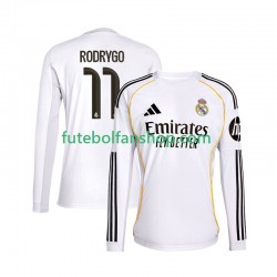Camisola Principal Real Madrid Rodrygo 11 Época 2025/2026 Manga Comprida ,Homem