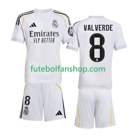 Camisola Principal Real Madrid Valverde 8 Época 2025/2026 Manga Curta ,Criança Camisola Principal Real Madrid Valverde 8 Época 2025/2026 Manga Curta ,Criança
