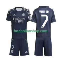Camisola Alternativo Real Madrid Vinicius Junior 7 Época 2025/2026 Manga Curta ,Criança