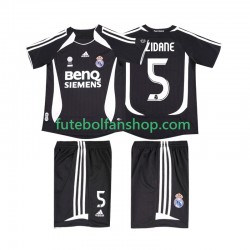 Camisola Alternativo Real Madrid ZIDANE 5 Retro 2006 2007 Manga Curta ,Criança