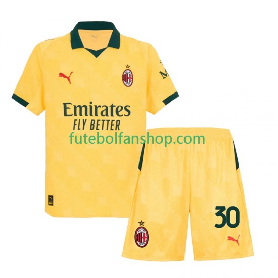 Camisola Alternativa (2ª) AC Milan Ardon Jashari 30 Época 2025/2026 Manga Curta ,Criança