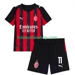 Camisola Principal AC Milan Christian Pulisic 11 Época 2025/2026 Manga Curta ,Criança
