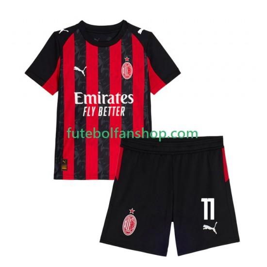 Camisola Principal AC Milan Christian Pulisic 11 Época 2025/2026 Manga Curta ,Criança
