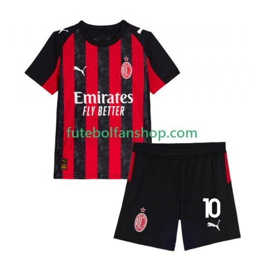 Camisola Principal AC Milan Rafael Leao 10 Época 2025/2026 Manga Curta ,Criança