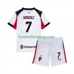 Camisola Alternativo AC Milan Santiago Gimenez 7 Época 2025/2026 Manga Curta ,Criança