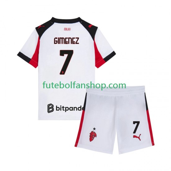 Camisola Alternativo AC Milan Santiago Gimenez 7 Época 2025/2026 Manga Curta ,Criança