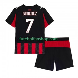 Camisola Principal AC Milan Santiago Gimenez 7 Época 2025/2026 Manga Curta ,Criança