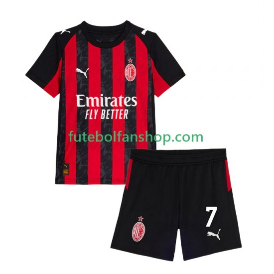 Camisola Principal AC Milan Santiago Gimenez 7 Época 2025/2026 Manga Curta ,Criança