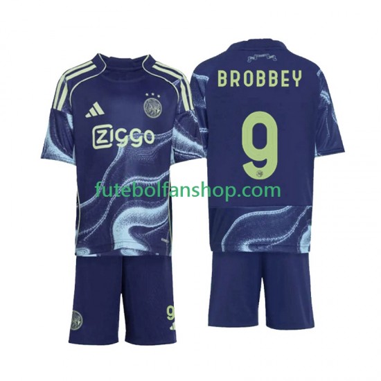 Camisola Alternativo AFC Ajax Brian Brobbey 9 Época 2025/2026 Manga Curta ,Criança
