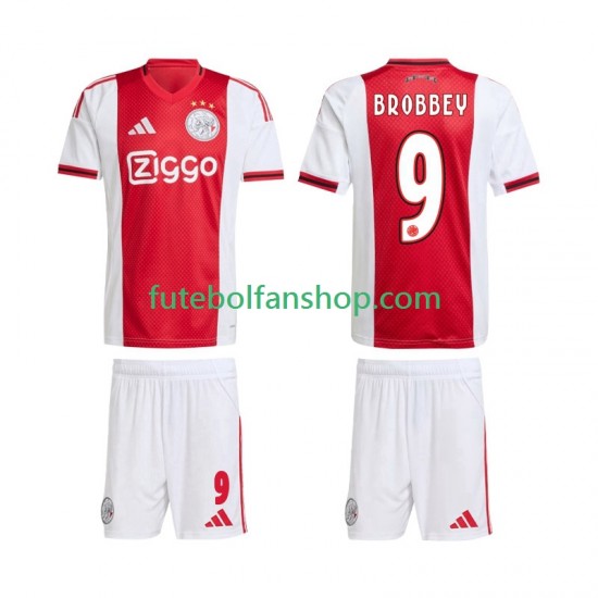 Camisola Principal AFC Ajax Brian Brobbey 9 Época 2025/2026 Manga Curta ,Criança