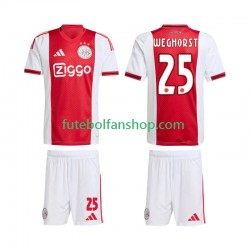 Camisola Principal AFC Ajax Wout Weghorst 25 Época 2025/2026 Manga Curta ,Criança