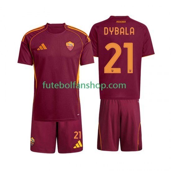 Camisola Principal AS Roma Dybala 21 Época 2025/2026 Manga Curta ,Criança