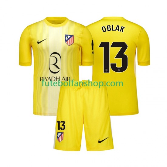 Camisola Principal Guarda-redes Atlético Madrid Jan Oblak 13 Época 2025/2026 Manga Curta ,Criança