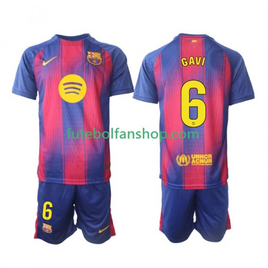 Camisola Principal FC Barcelona Gavi 6 Época 2025/2026 Manga Curta ,Criança